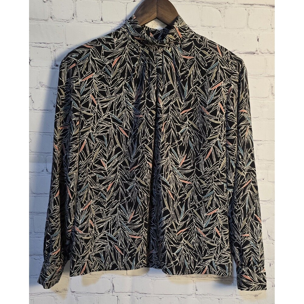 Vintage Country Sophisticates by Pendleton Black Blouse with Design size 6